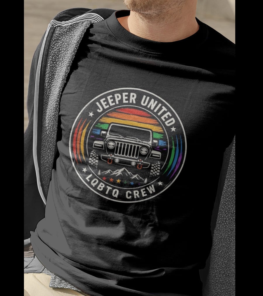 Jeeper United LGBTQ Crew Rainbow Jeep Mountains T-Shirt