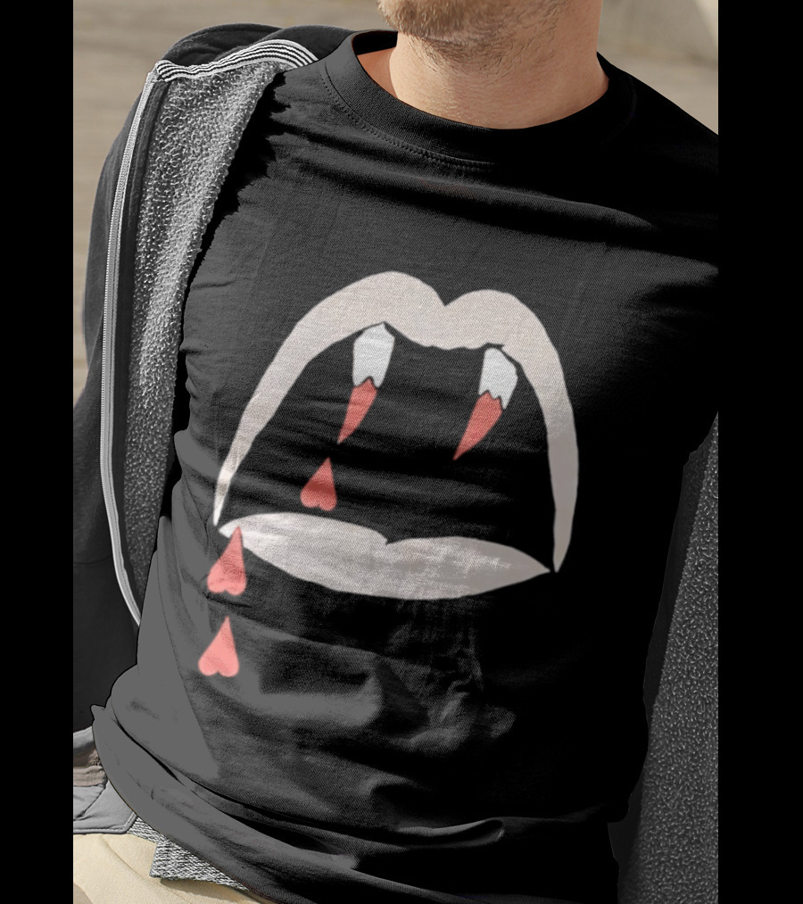 Saint Laurent AW14 Bloodluster Vampire Teeth And Blood Drops T-Shirt