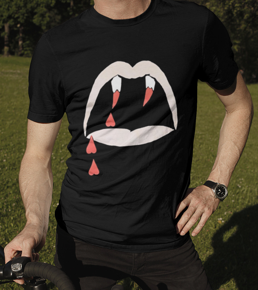 Saint Laurent AW14 Bloodluster Vampire Teeth And Blood Drops T-Shirt
