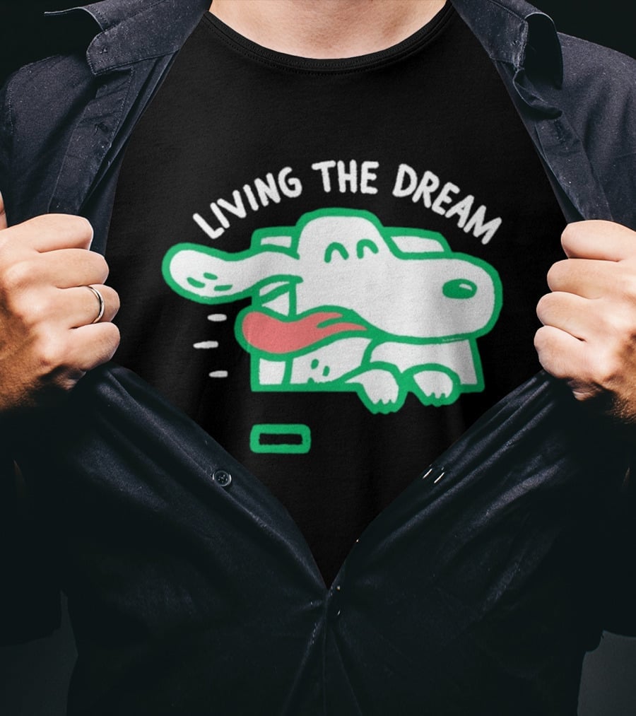Living The Dream Dog Joyfully Enjoying Car Ride With Head Out The Window T-Shirt