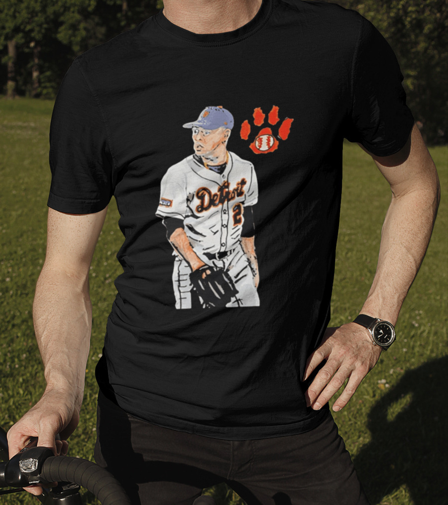 Detroit Tigers Tarik Skubal Baseball Cartoon Character With Paw Print And Baseball T-Shirt
