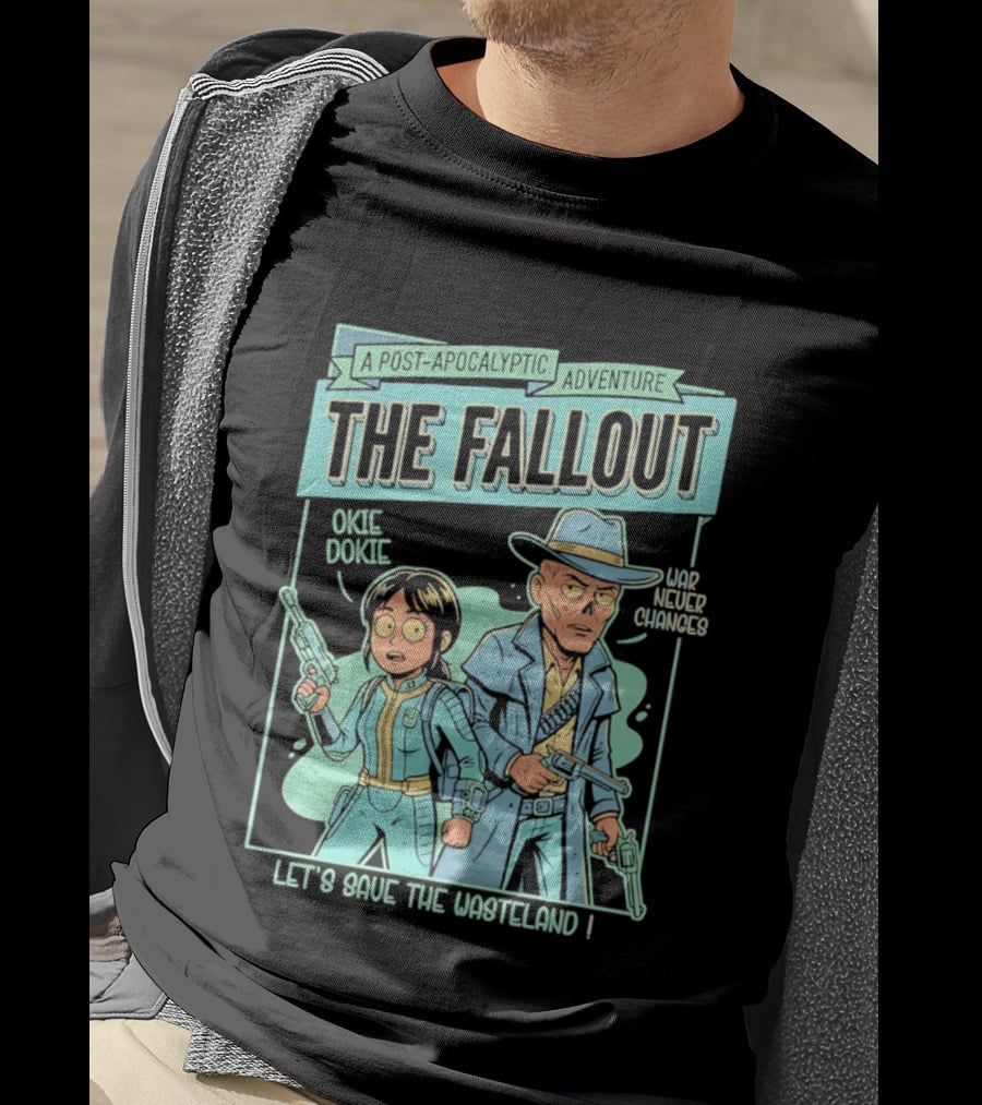 Lucy And Ghoul Post Apocalyptic Adventure Okie Dokie Let's Save The Wasteland Duo Fallout T-Shirt