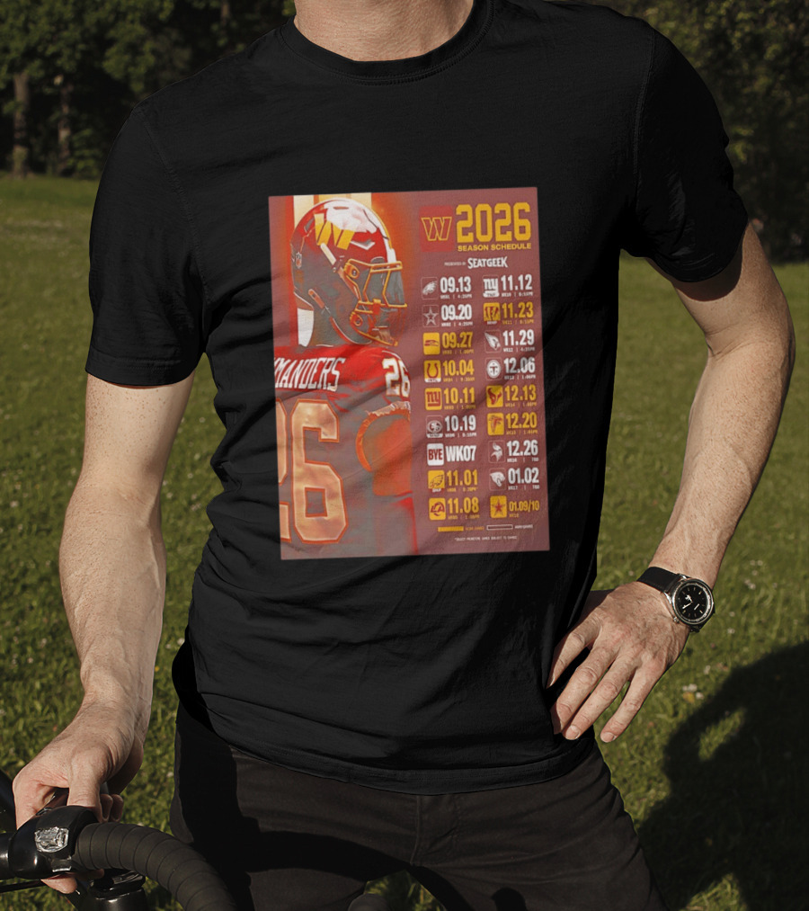 Washington Commanders 2026 Season Schedule Dates And Times By SEATGEEK T-Shirt