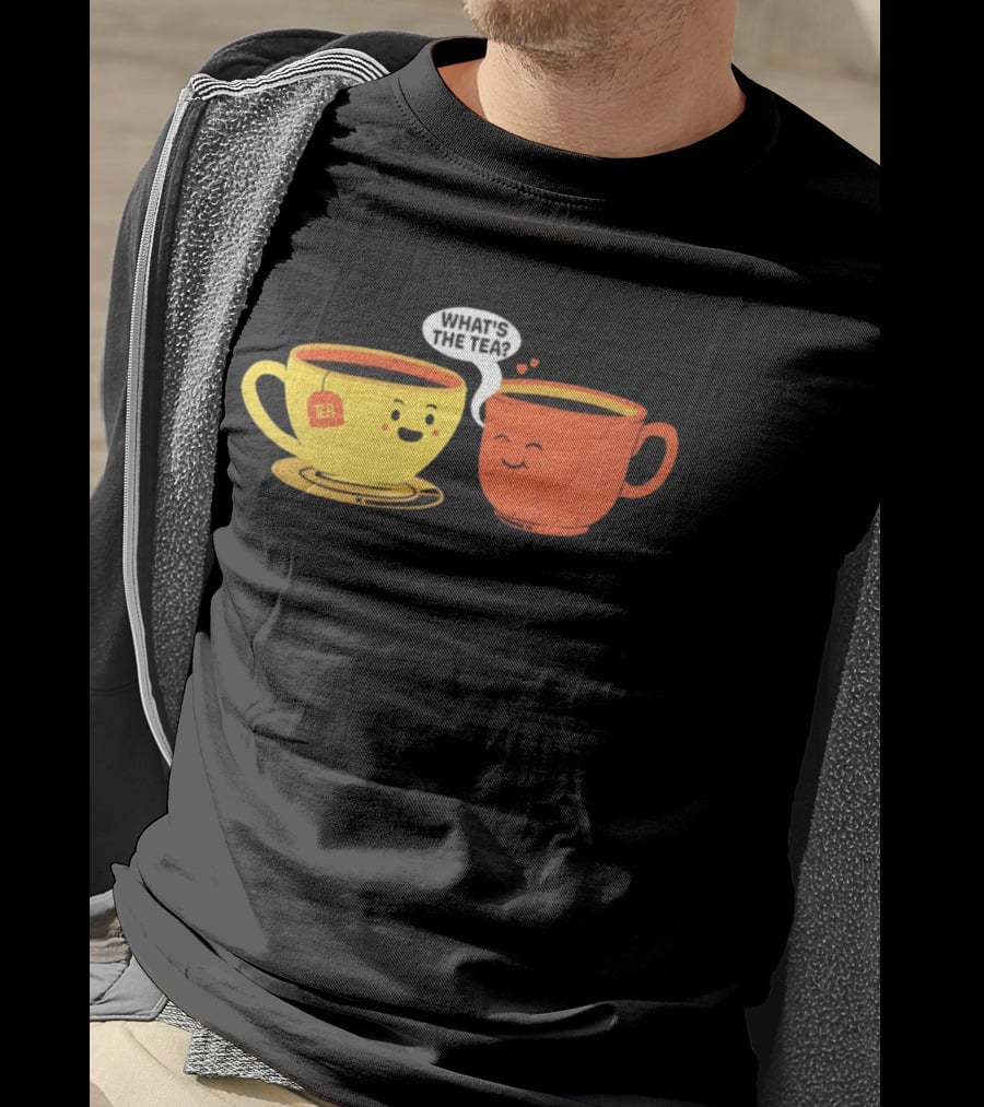 What's The Tea Gossiping Teacups Cute Conversation T-Shirt