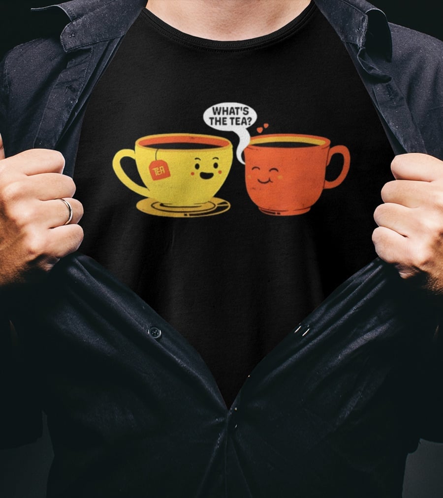What's The Tea Gossiping Teacups Cute Conversation T-Shirt