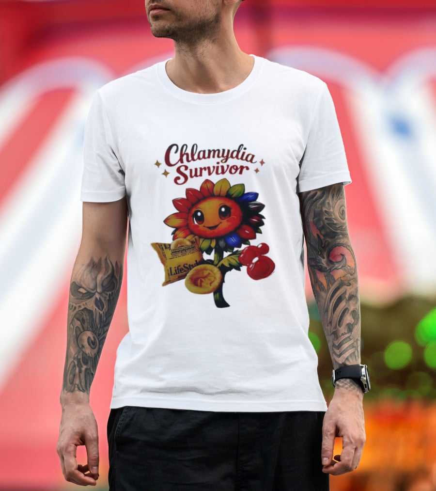 Chlamydia Survivor Rainbow Sunflower LifeStyles Condom Sexual Health Awareness STI STD T-Shirt