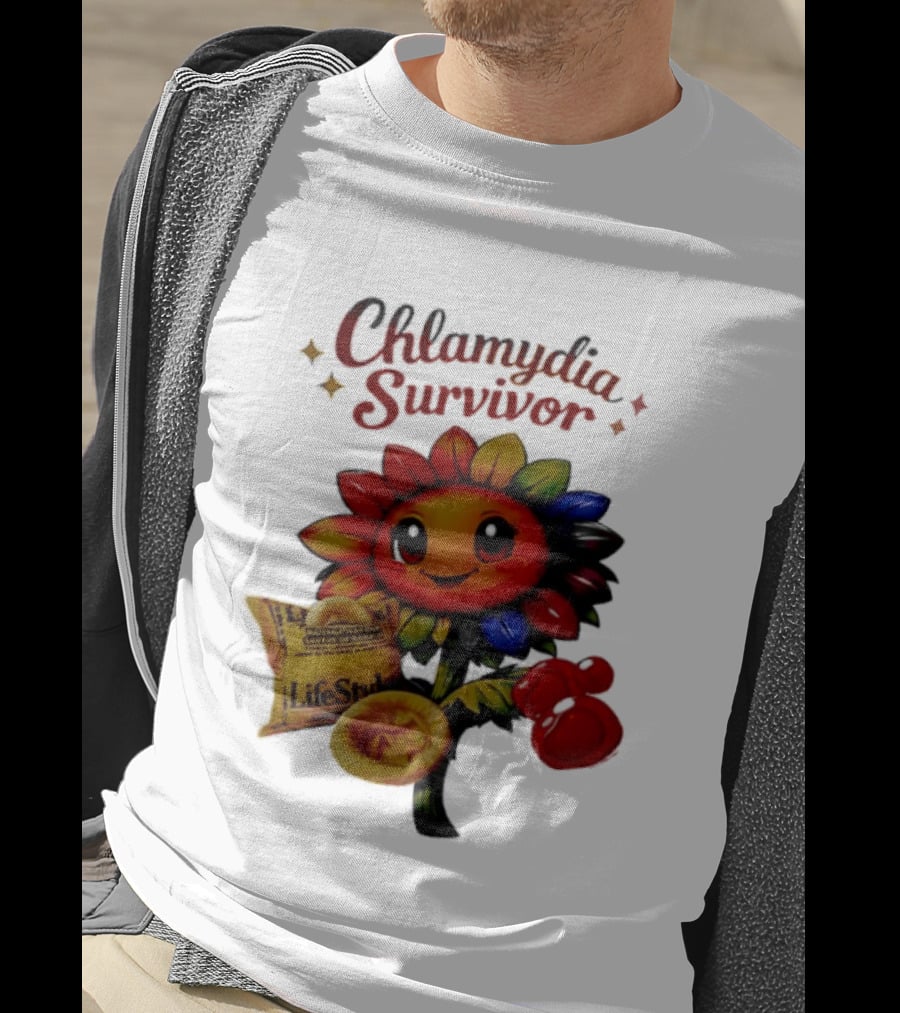 Chlamydia Survivor Rainbow Sunflower LifeStyles Condom Sexual Health Awareness STI STD T-Shirt