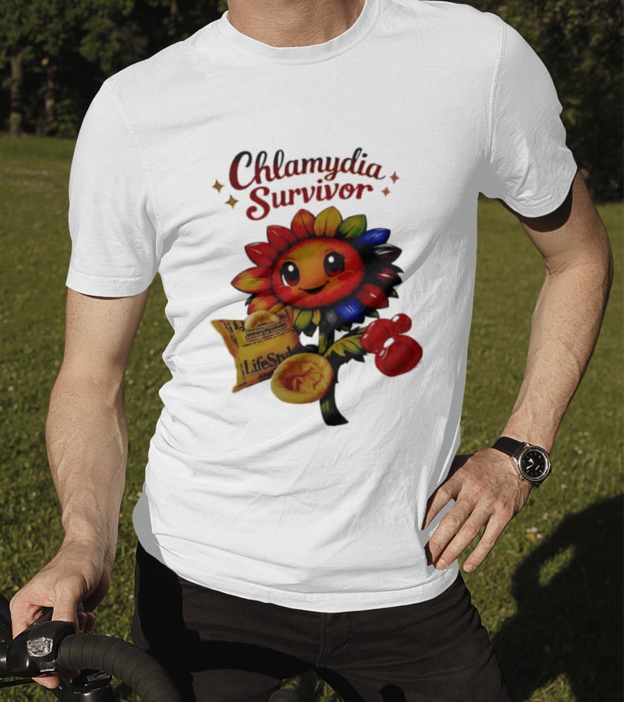 Chlamydia Survivor Rainbow Sunflower LifeStyles Condom Sexual Health Awareness STI STD T-Shirt