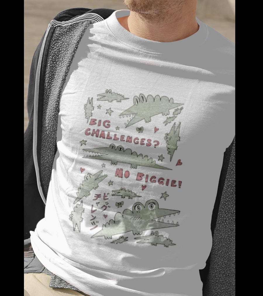 Crocodile Big Challenges No Biggie Fun Green T-Shirt