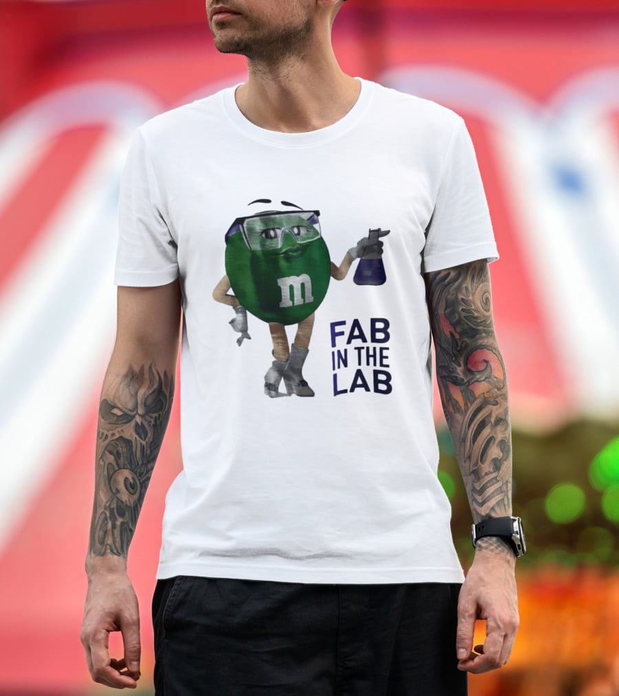 Green M&M Fab In The Lab Safety Goggles Flask T-Shirt