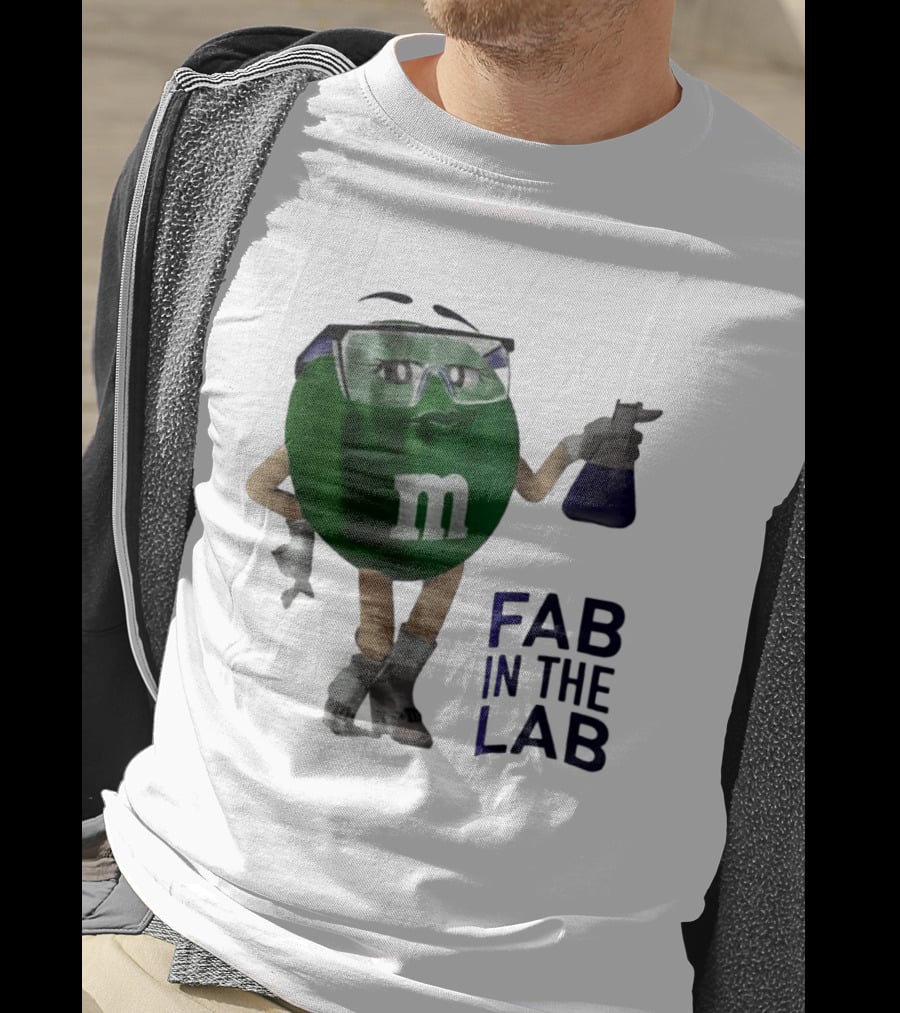 Green M&M Fab In The Lab Safety Goggles Flask T-Shirt