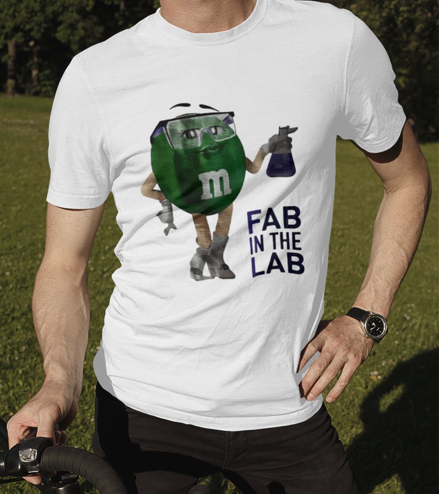 Green M&M Fab In The Lab Safety Goggles Flask T-Shirt