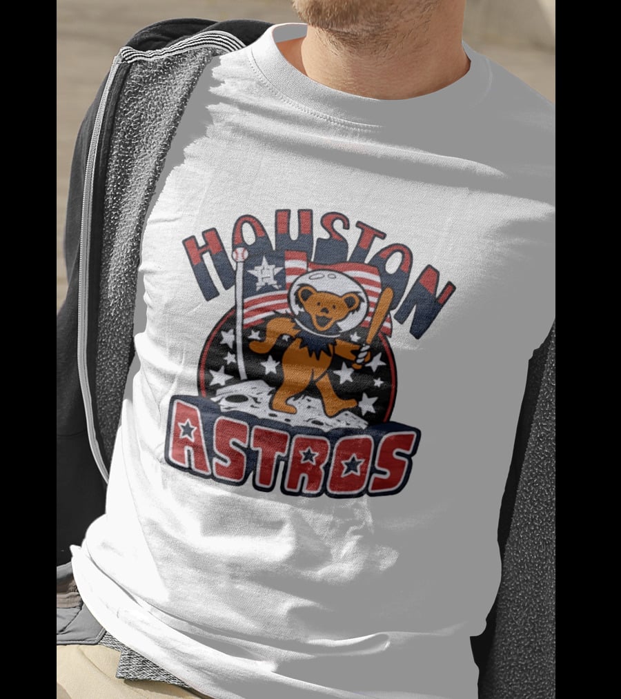 Houston Astros Grateful Dead Dancing Bear Astronaut Moon Scene T-Shirt