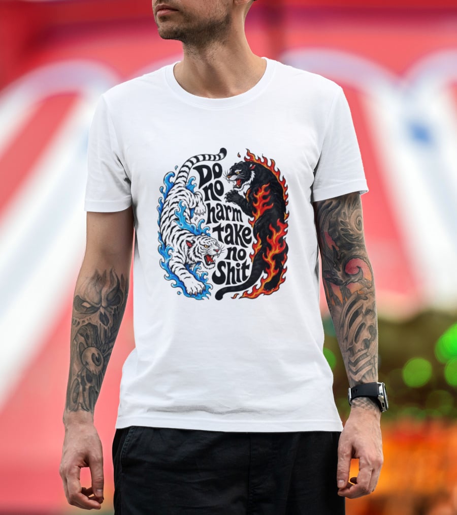Do No Harm Take No Shit Blue Tiger And Fire Panther T-Shirt