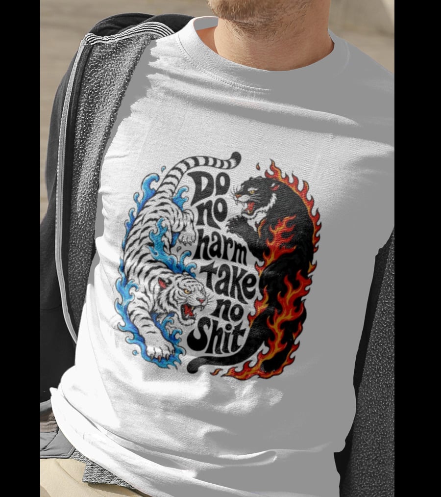 Do No Harm Take No Shit Blue Tiger And Fire Panther T-Shirt