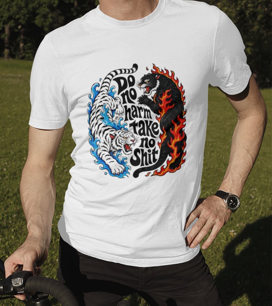 Do No Harm Take No Shit Blue Tiger And Fire Panther T-Shirt
