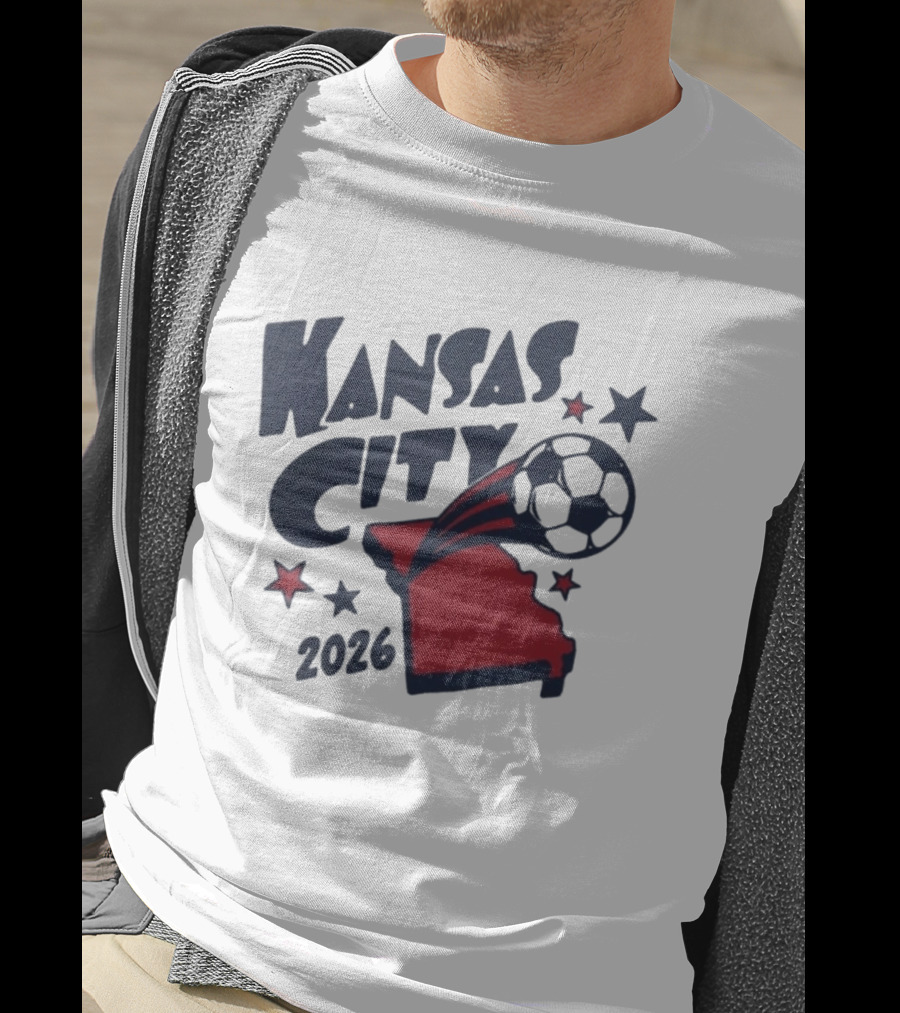 Kansas City 2026 Soccer Missouri State Map Stars Ball T-Shirt