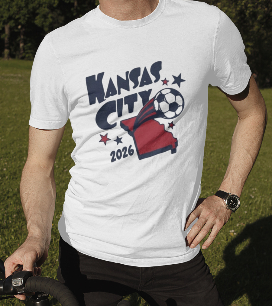 Kansas City 2026 Soccer Missouri State Map Stars Ball T-Shirt