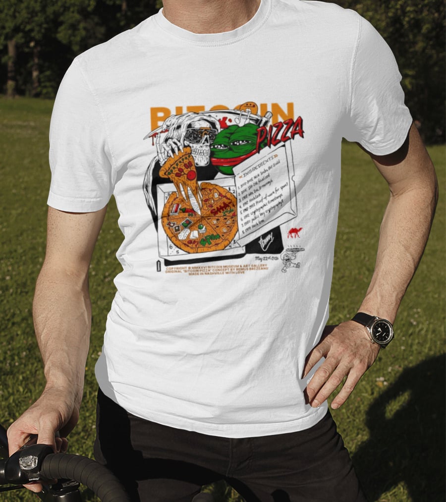 Kermit The Frog Pepe Pizza Ingredients Bitcoin Meme T-Shirt