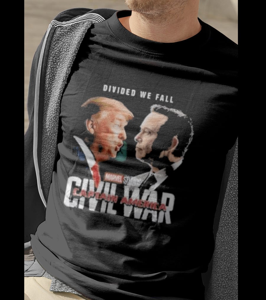 Marvel Studios Civil War Divided We Fall Captain America Trump Vs Elon T-Shirt