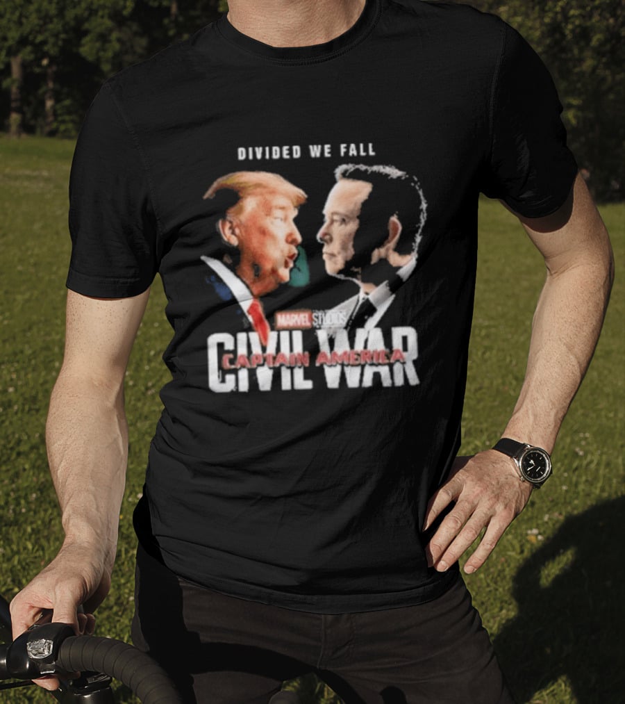 Marvel Studios Civil War Divided We Fall Captain America Trump Vs Elon T-Shirt