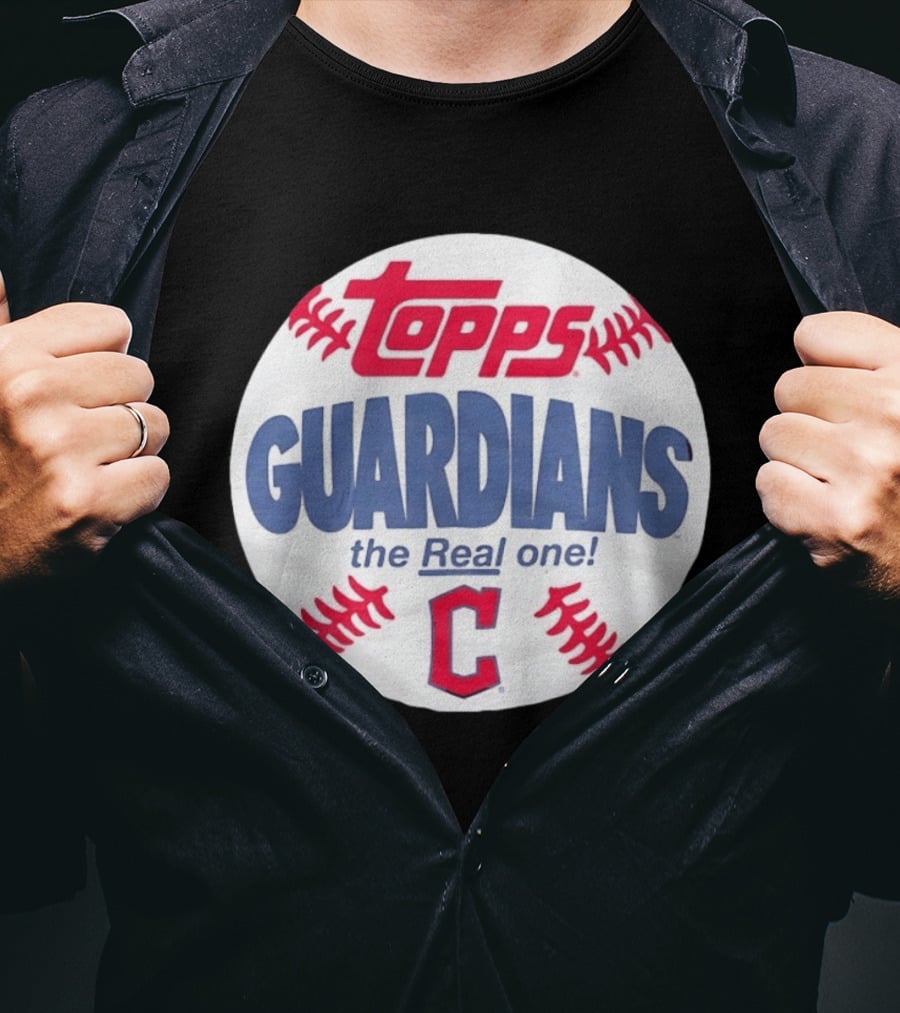 Cleveland Guardians Topps The Real One Baseball Shape T-Shirt