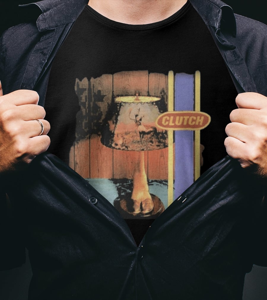 Clutch Transnational Speedway League Lamp Imagery With Deer And Wood Paneling T-Shirt