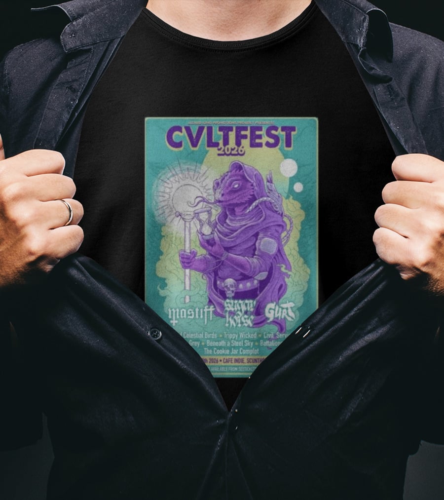CVLTFEST 2026 Café INDIEpendent Scunthorpe May 30 Tour Featuring Mastiff Snow Gurt T-Shirt