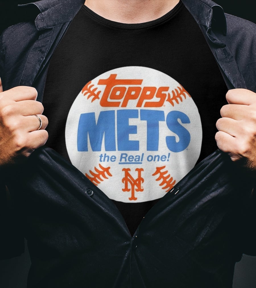 New York Mets Topps The Real One Baseball Shape T-Shirt