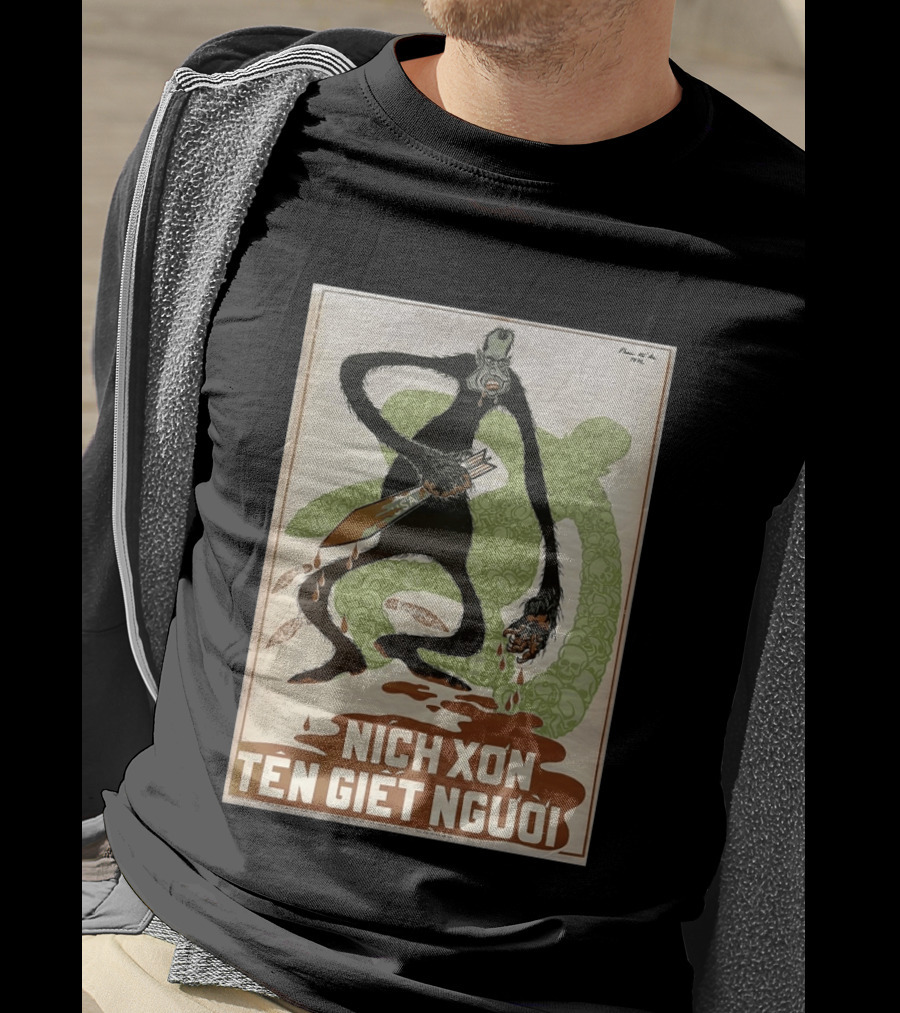 Nich Xon Tên Giết Người 1972 Vietnam War Propaganda Nixon USA Gorilla T-Shirt