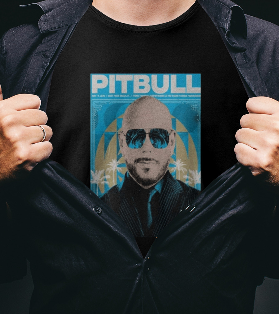 Pitbull West Palm Beach FL May 14 2026 ITHINK Financial Amphitheatre Tour South Florida Fairgrounds T-Shirt