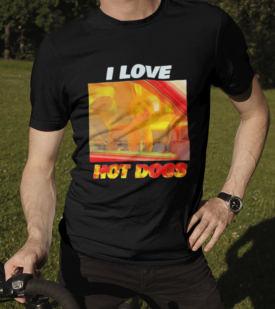 I Love Hot Dogs Poodle In Car T-Shirt