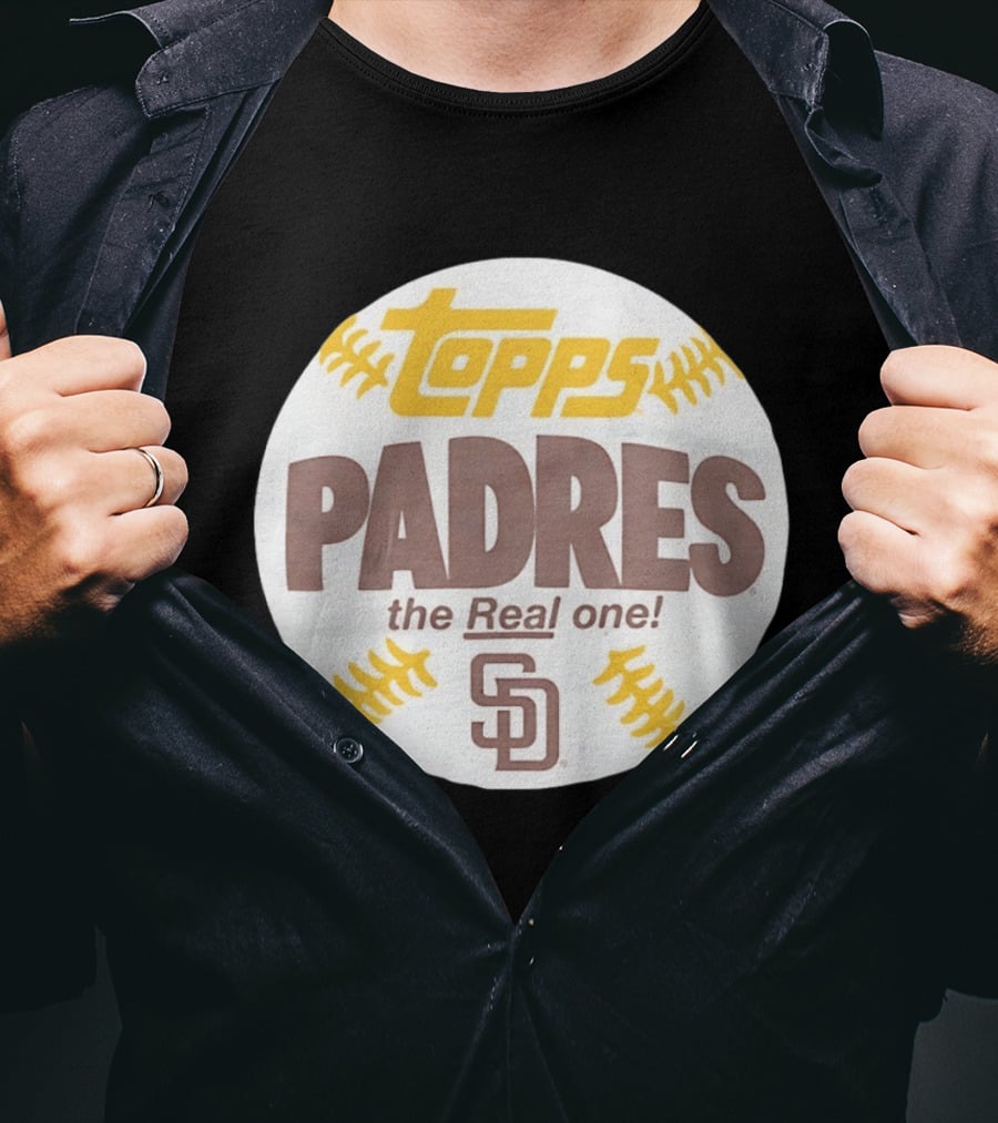 Topps Padres The Real One SD Logo Baseball Shape T-Shirt