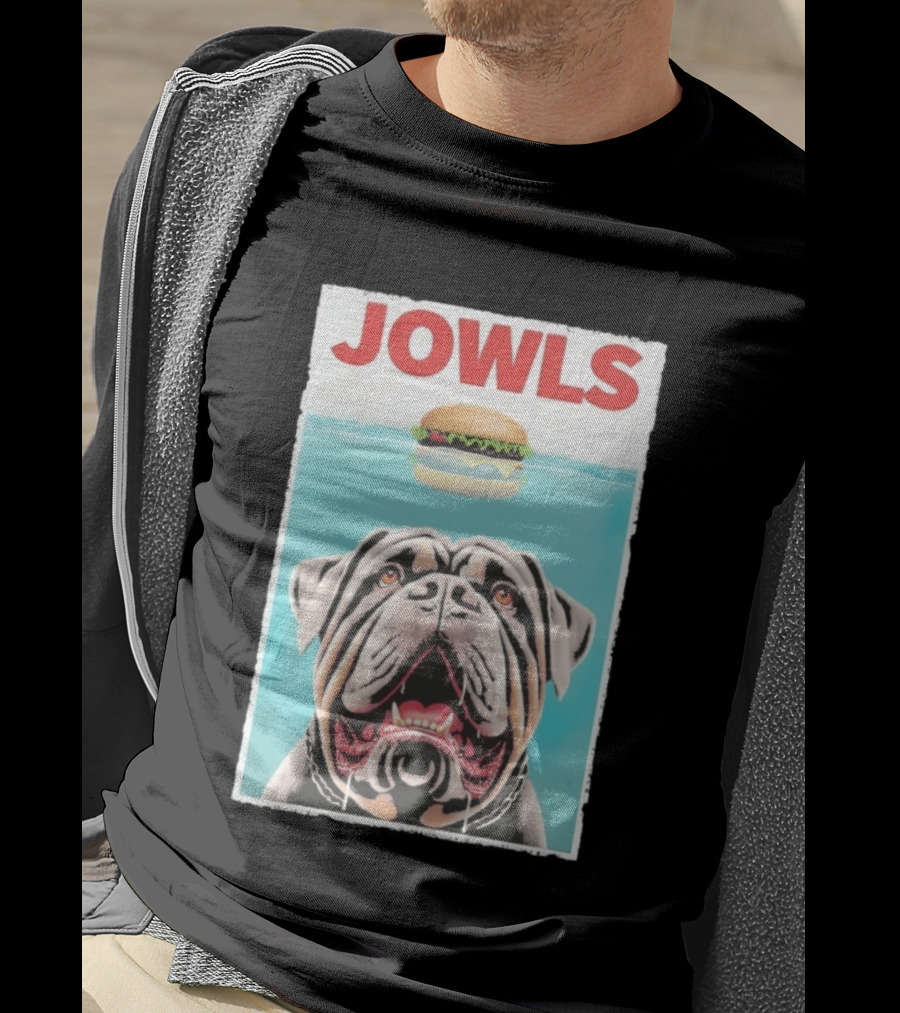 Jowls Mastiff Burger Floating Above Water T-Shirt