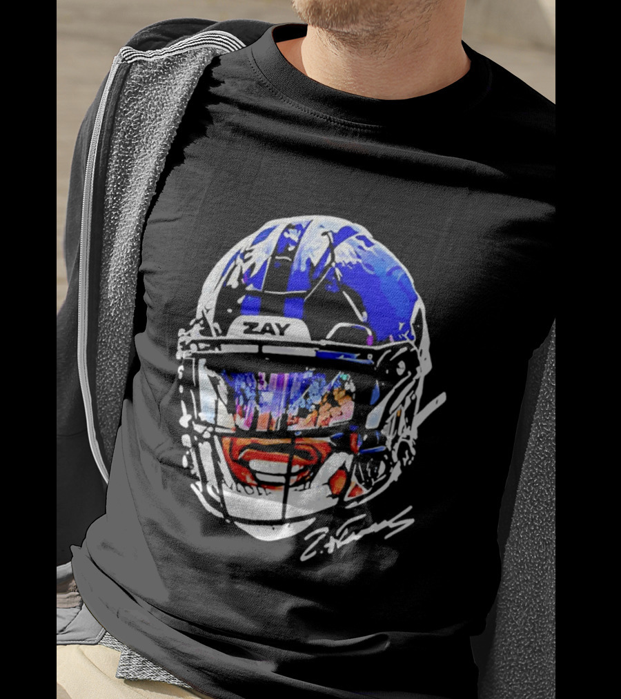 Zay Flowers Baltimore Ravens Big Face Helmet T-Shirt