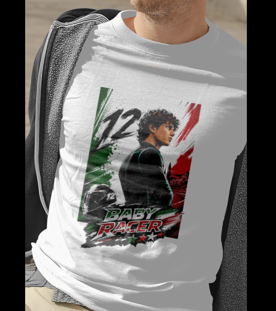 12 Baby Racer Italy Flag Motorcycle Racing Art With Italian T-Shirt