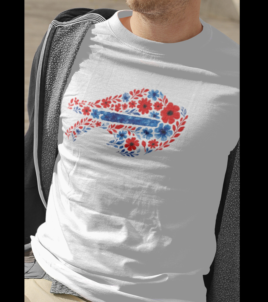 Buffalo Bills Floral Team Art Blue And Red Flowers T-Shirt