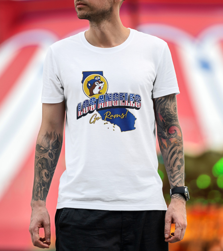 Los Angeles Rams Buc Ee's California Map Go Rams T-Shirt