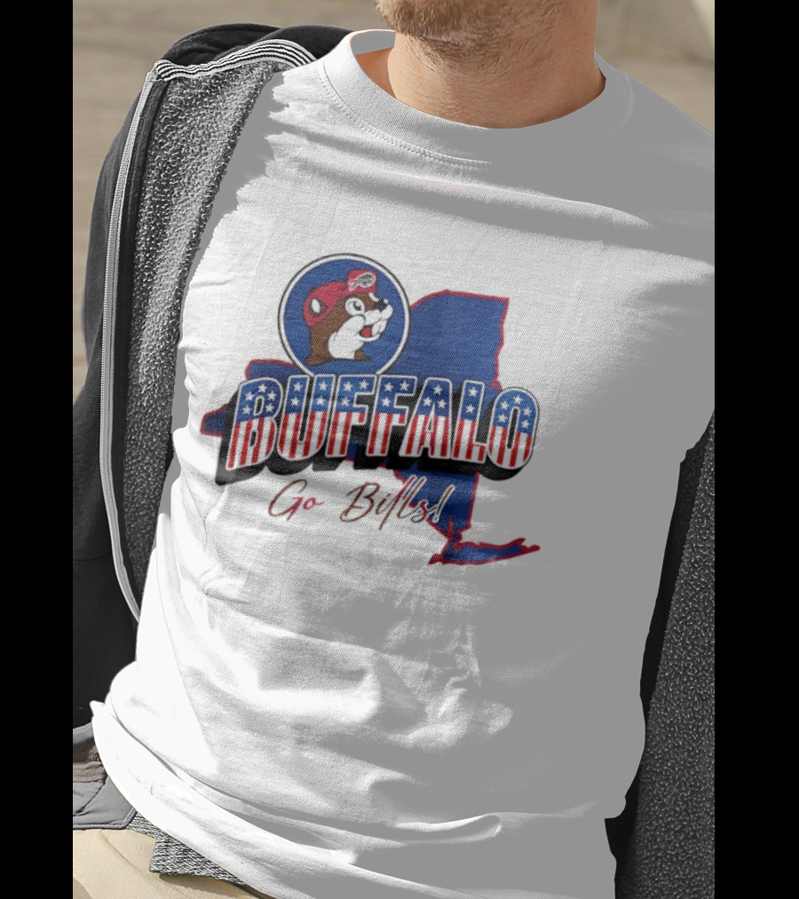 Buffalo Bills Buc Ee's Patriotic Go Bills Map T-Shirt
