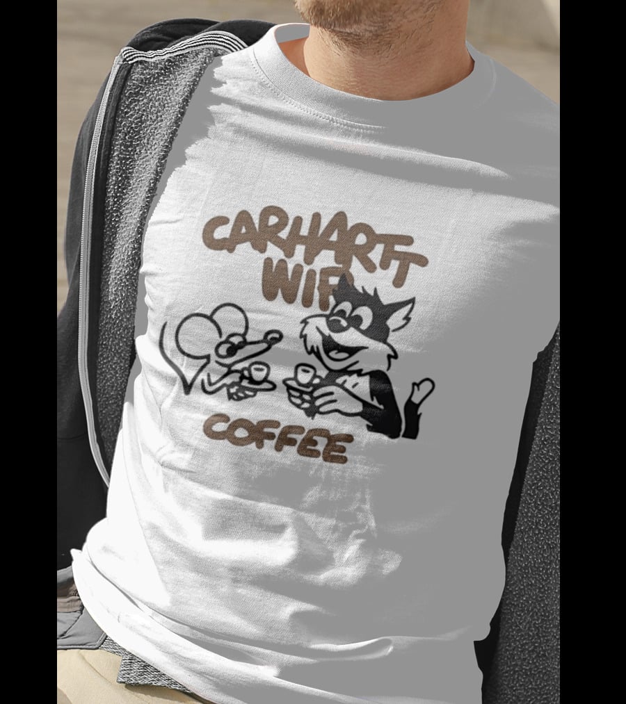 Carhartt Wifi Coffee Mouse Cat Drinking Coffee T-Shirt