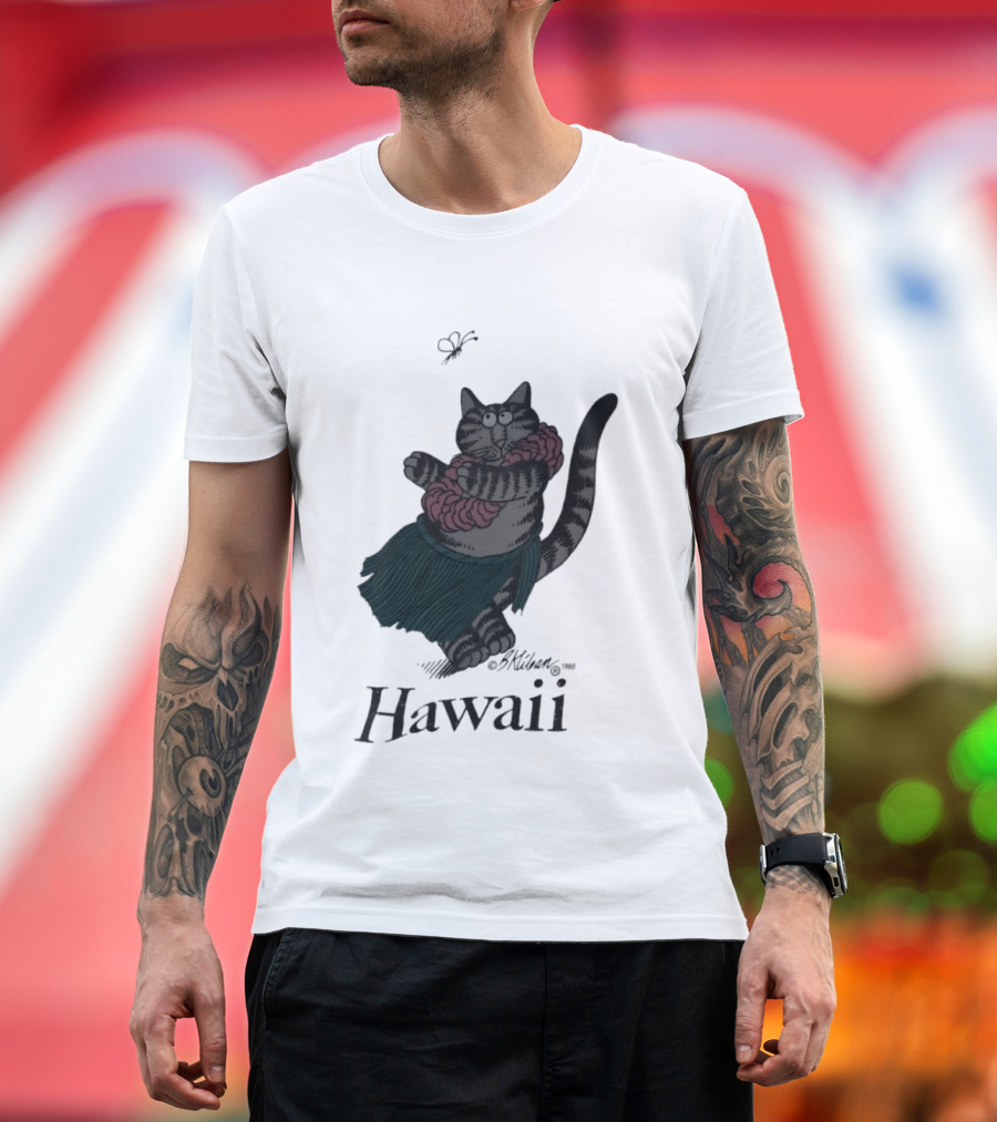 B Kliban Cat In Hula Skirt Hawaii T-Shirt