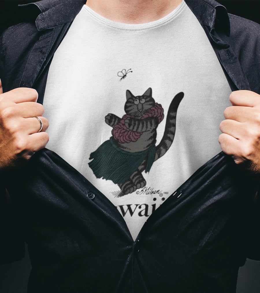 B Kliban Cat In Hula Skirt Hawaii T-Shirt
