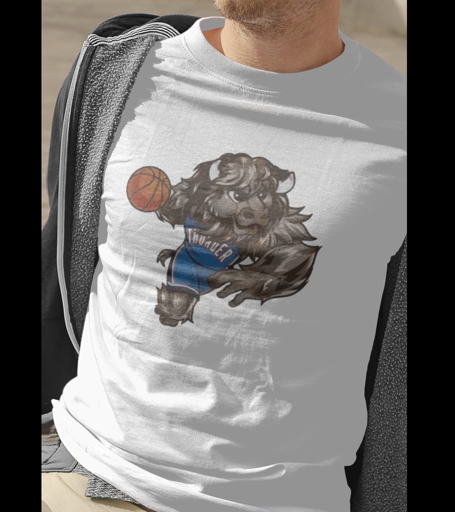 Oklahoma City Thunder Rumble The Bison Basketball Mascot Fun T-Shirt