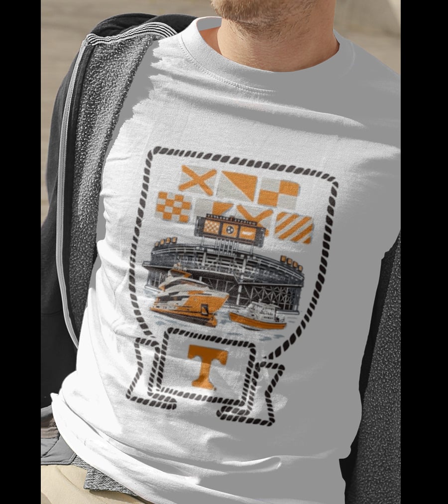 Neyland Stadium Sailgating Tennessee Volunteers Boats Nautical Flags T-Shirt
