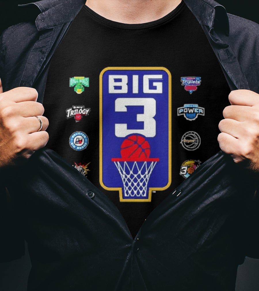 BIG3 Trilogy Killer 3s 3 Headed Monsters Ball Hogs Triplets 3s Company Power Aliens Ghost Ballers T-Shirt