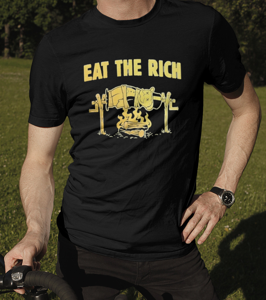 Eat The Rich Monopoly Man Over Campfire Satire T-Shirt