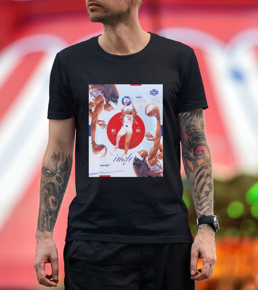 Washington Mystics Player Kiki Iriafen Number Forty Four Basketball Action Montage T-Shirt