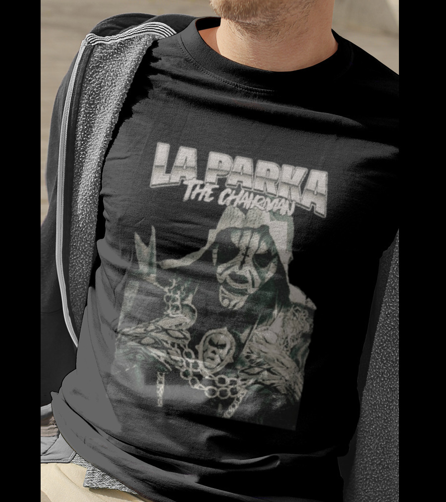 La Parka The Chairman Mexican Wrestler Iconic Mask And Chains T-Shirt