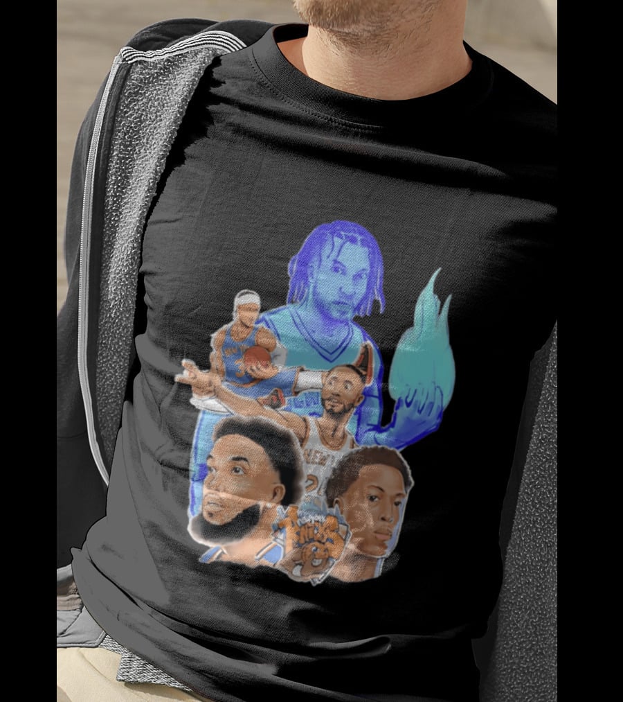 New York Knicks Basketball Stars Collage With Team Logo And Players T-Shirt