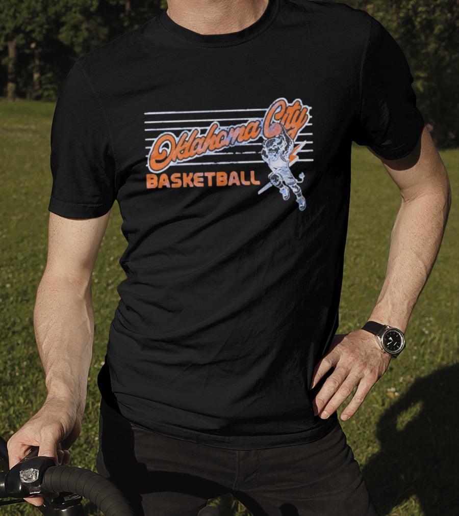 Oklahoma City Basketball Cartoon Slam Dunk T-Shirt